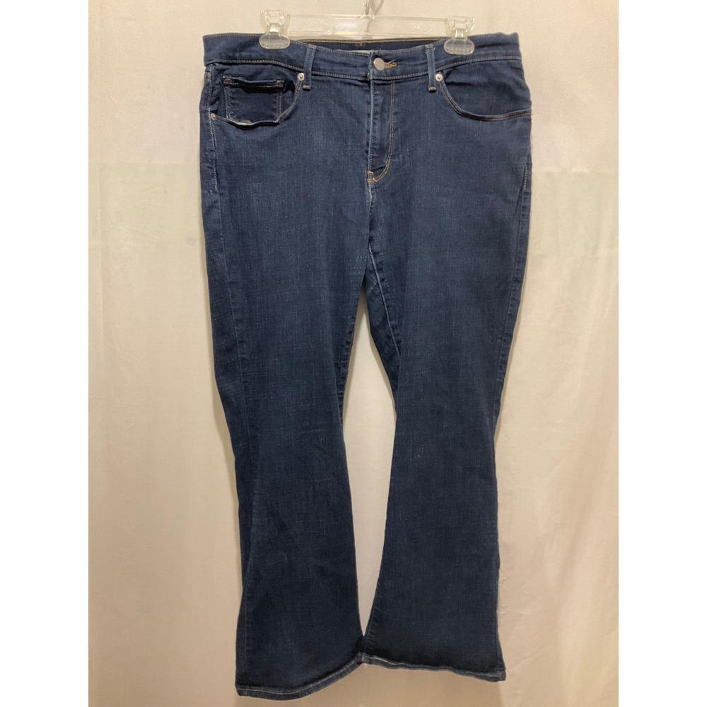 Levis Classic Bootcut Jeans Womens 16 Dark Wash Blue Denim Mid Rise Stretch